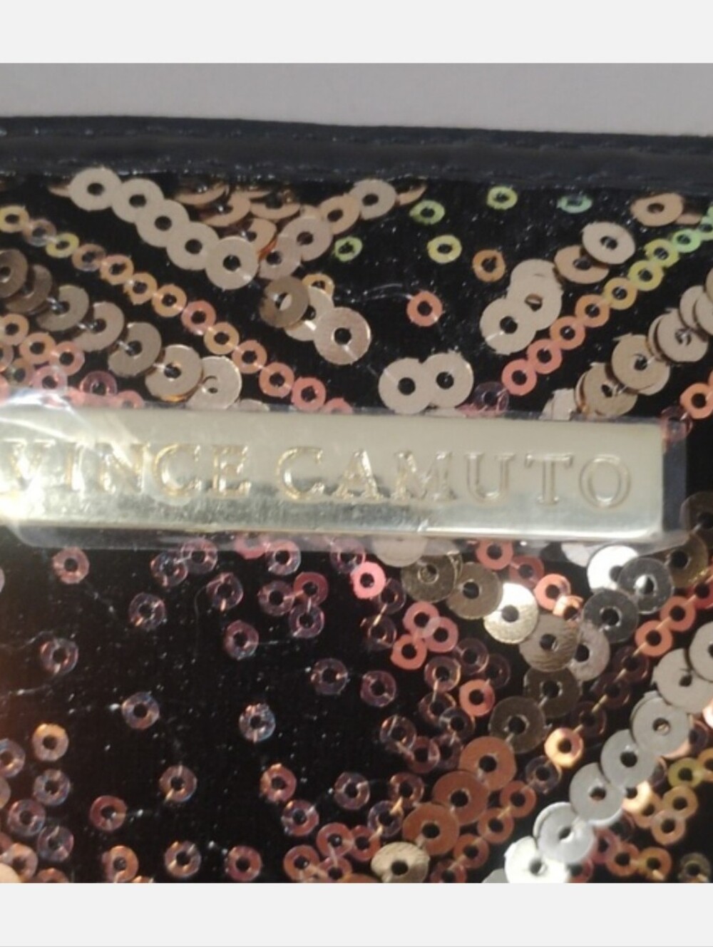Vince Camuto Large Glitter Zip Clutch/Bag - Picture 2 of 5